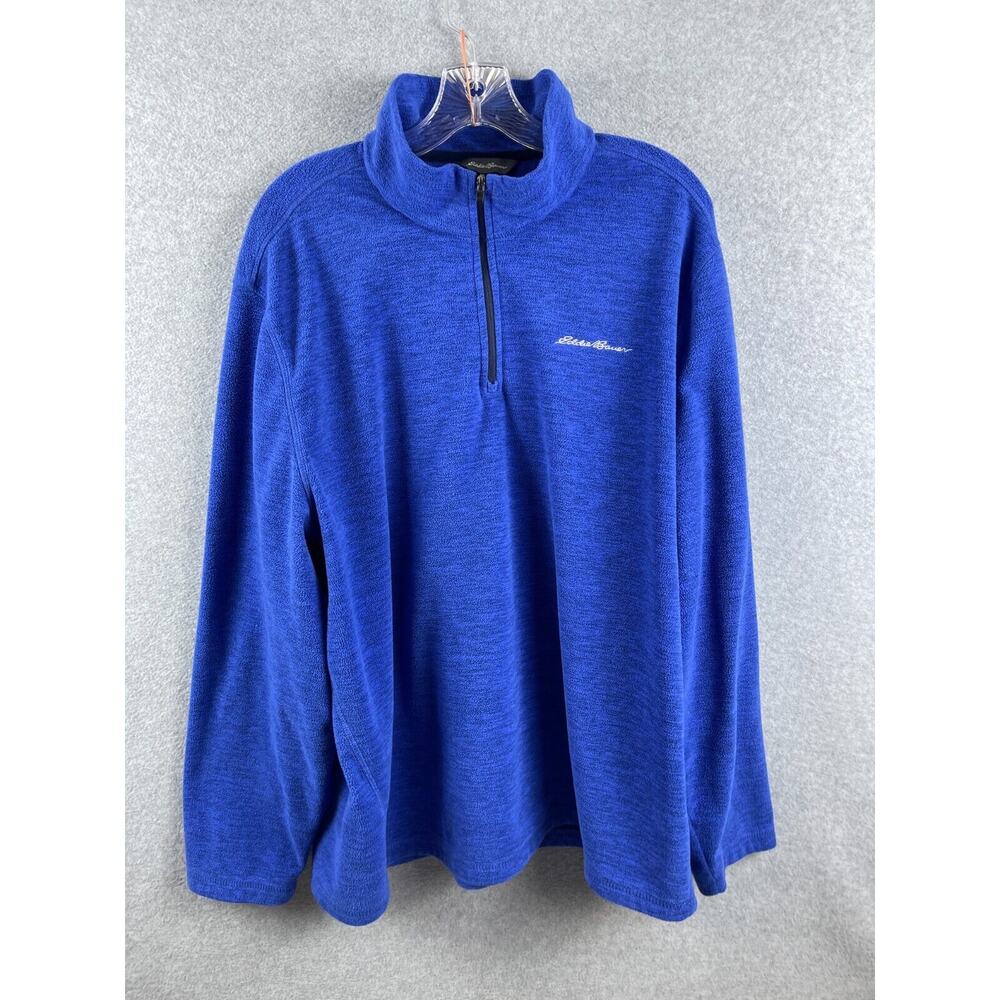 Eddie Bauer 1/4 Zip Fleece Pullover Men's XXL Blue High Neck Long Sleeve